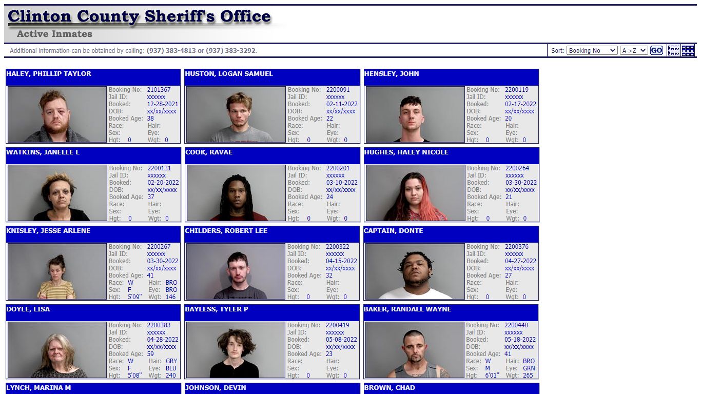 Clinton County Sheriff's Office - Active Inmates